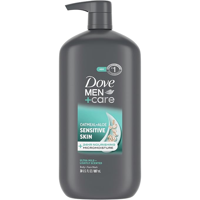 غسول DOVE MEN + CARE للجسم والوجه للبشرة الحساسة للترطيب والنعومة - 30 أونصة
